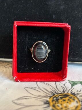 Banded Black Onyx Vintage Style Ring